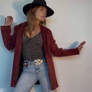 Cherokee Genuine Suede Leather Jacket – Merlot Red (True Vintage 1998–2002